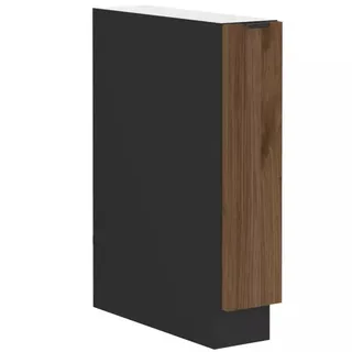 TOVA Auszugschrank - Breite 15 cm, Okapi-Nussbaum/Schwarz - Schwarz