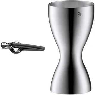WMF Top Tools Zitruspresse manuell 8 cm, Cromargan Edelstahl, Hebel-Saftpresse für Zitronen, Limetten & Loft Barmaß, mit 2 Einheiten, 2 cl und 4 cl, kleiner Messbecher für exaktes Dosieren
