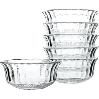 HillSpring Dessertschalen Glas, 280 ml Kleine Glasschalen für Desserts, Snacks, Obst oder Nüsse – Set mit 6 Strukturierten Dessertschalen, 12 cm Servierschalen für Küche & Tischdekoration