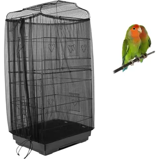 ASOCEA Vogelkäfig-Samenfänger Verstellbare Vogelkäfigabdeckung Weiches Nylon-Netznetz mit Kordelzug Vogelkäfig-Rock Federschutz für runde quadratische Käfige(78.7x27.6 in/200x70 cm)