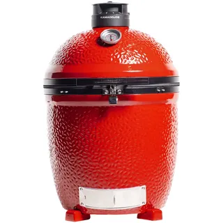 Kamado Joe Klassisch Joe III Freistehender 18-Zoll-Holzkohlegrill in Rot, Seitenablagen, Grillzange und Aschenbecher