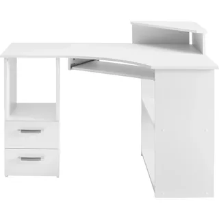 Schreibtisch VOGL MÖBELFABRIK "Sam", weiß, B:115cm H:87cm T:73cm, Tische, Schreibtisch, Eckschreibtisch, Tastaturauszug, Monitoraufsatz & opt. Towerfach