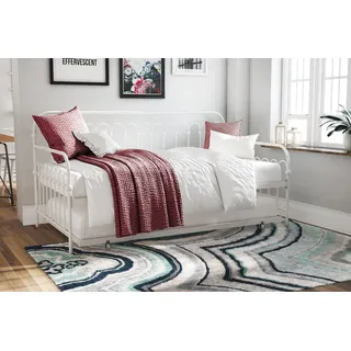 Novogratz Bright Pop Metall-Tagesbett mit Ausziehbett, Weiß, 194.3 x 102.9 x 100.3 cm (L x W x H)
