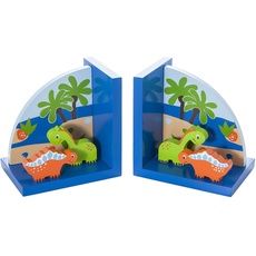Mousehouse Gifts - Kinder Buchstützen Blau Dinosaurier aus Holz für Jungen Kinderzimmer