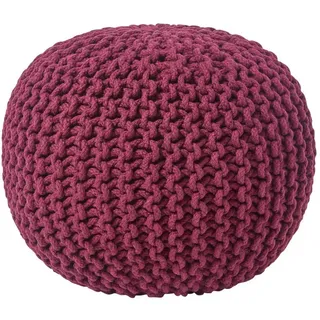 Homescapes Strick-Pouf weinrot, 40/40/35 cm , Textil , Uni , Rund , 40x35x40 cm , Wohnzimmer, Sessel, Hocker & Hockerbänke, Poufs