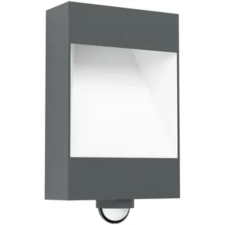 EGLO LED Außen-Wandlampe Manfria, 1 flammige Außenleuchte, Sensor-Wandleuchte aus Alu, Farbe: Anthrazit, weiß, IP44, inkl. Bewegungsmelder