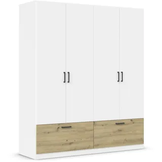 Rauch Möbel Bari, Drehtürenschrank Kleiderschrank Schrank Garderobe Wäscheschrank mit Schubkästen und modernem Griff in Graumetallic MADE IN Germany
