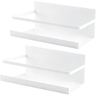 Zosenyer 2 Stück Kühlschrank Regal Magnetisch, Gewürzregal Magnet mit Beweglichen Ablage Platzsparend, Wandregal Küche Anti-Rost, Gläser Flasche, Getränkefür Gewürze Küchenorganizer Platzsparend(Weiß)