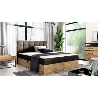 Boxspringbett Schlafzimmerbett KALYPSO 140x200cm Stoff Braun inkl. Bettkasten - Braun