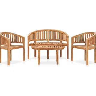 The Living Store 4-tlg. Garten-Lounge-Set Massivholz Teak - Braun
