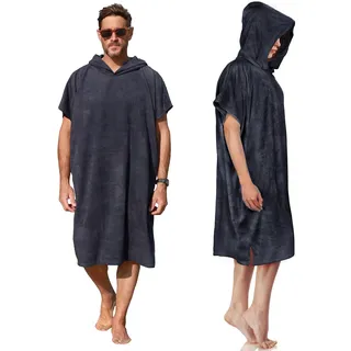 Surf Poncho Hooded Changing Towels Quick Dry Beach Change Robe für Erwachsene Männer Frauen Wasserdicht und Sandproof Bademantel für Surfen Schwimmen Baden Übergröße Schwarz