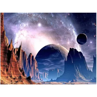 Diamond Painting Square Drill 50 x 40 cm 5D Diamant Painting Bilder Quadratische Steine DIY Diamond Painting Landschaften und Berge Kosmischer Planet Wohnzimmer Schlafzimmer Büro Wand Dekoration