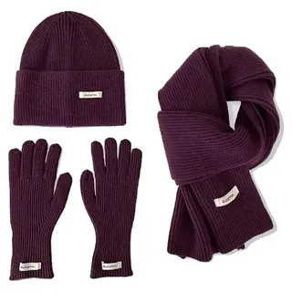 Winter-Schal-Set, Modisches Design, Winter-Essentials, LILA, Eine Größe-c