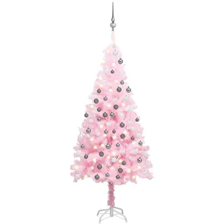 The Living Store Künstlicher Weihnachtsbaum mit Beleuchtung & Kugeln Rosa 150cm - Rosa