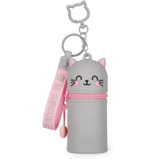 Legami - Mini-Geldbörse mit Schlüsselanhänger Kawaii, Kitty, mit Spirale, Karabinerhaken und Handschlaufe, aus Silikon, 5 x 12 x 5 cm