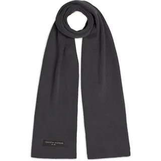 Tommy Hilfiger Strickschal »TH FOUNDATION COTTON SCARF«, mit Logopatch, grau