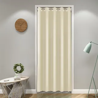 SK Studio Vorhang Blickdicht Thermo Gardinen mit Ösen Türvorhang Kälteschutz & Wärmeisolierend für Schlafzimmer Tür Schrank Vorhang Beige, 120x200cm
