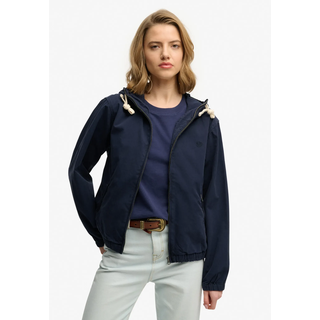 Parka SUPERDRY "HOODED WASHED TWILL JKT", Damen, Gr. XXL, richest navy, Web, Obermaterial: 100% Baumwolle, unifarben, relaxed fit normal, Jacken Parka