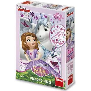 DINO Puzzle mit Edelsteinen Sofia die Erste und das Einhorn 200 Teile