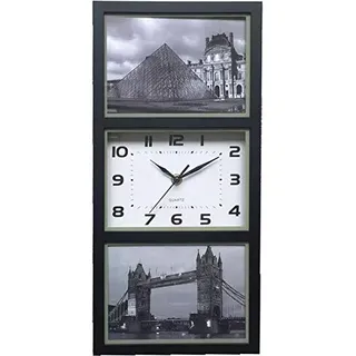 Desconocido B and B Wanduhr mit Fotos, Schwarz, 41.5 x 20 x 4 cm, Einheitsgröße
