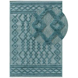 Kunstloft Outdoorteppich Bonte Türkis 160x230 cm , Kunststoff , Rechteckig , 160x1 cm , Gots , wasserabweisend , Teppiche und Böden, Teppiche, Outdoorteppiche