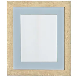 Frames by Post 20 x 16 cm Tiefe, Körnung Bilderrahmen mit Passepartout, Grau/Blau aus Kunststoff und Glas, für Bilder im A3-Format, Hellbraun