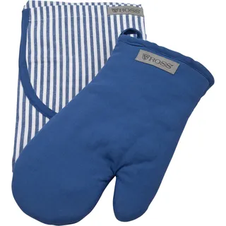 ROSS Grillhandschuhe »Exclusiv« inkl. Latzschürze, 100% Baumwolle, blau