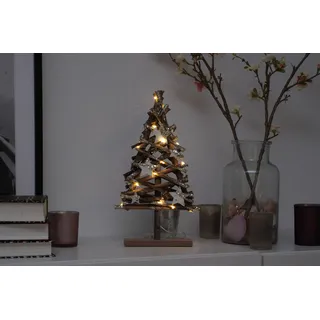 Holz LED Weihnachtsbaum 37 cm im Naturlook - Braun