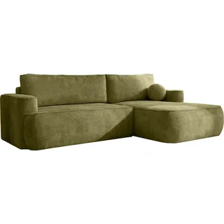 WFL GROUP Ecksofa Chenille 4-Sitzer Grün