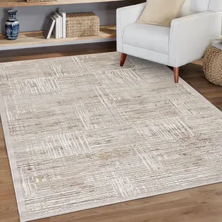 Mazovia Teppich Beige Modern Abstrakt - Wohnzimmer, Schlafzimmer, Esszimmer, Büro, Kurzflor Rechteckig - ® Zertifikat, Braun - 140 x 200 cm - Braun