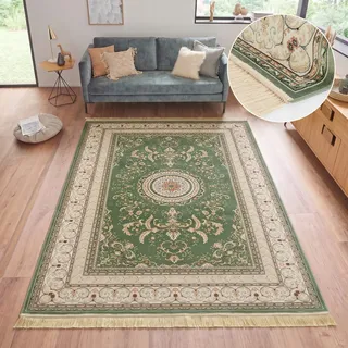 HANSE Home Teppich "Antik Negar" rechteckig 5 mm Höhe Orientalisch mit Fransen, Orient, Wohnzimmer, Schlafzimmer, Esszimmer, grün
