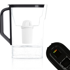 Wessper Karaffe für Kühlschranktür 2,7L, kompatibel mit Brita Classic filterkartuschen, Wasserfilter Kanne mit Filterverschleißanzeige- Set Filterkanne+ Filter- Schwarz