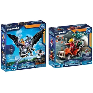 PLAYMOBIL DreamWorks Dragons 71081 The Nine Realms & DreamWorks Dragons 71085 Dragons: The Nine Realms - Icaris Quad & Phil, Dragons-Figur, Spielzeug-Drache und Quad, Spielzeug für Kinder ab 4 Jahren