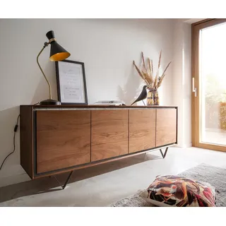 DeLife Sideboard 200 x 70 x 40 cm Akazie Braun / Schwarz