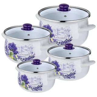 KADAX Set Emaille-Töpfe 2L, 3L, 4L, 5L Lavendel