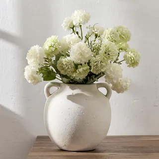 PORCER Keramikvase, 5,8 Zoll Terrakottavase mit Griffen, Boho Decor Dekorative Vase, Rustikale Vase für Wohnkultur, Bauernhaus, Wohnzimmer, Tisch - Beige