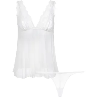 Babydollkleid DORINA "Tara", Damen, Gr. XXL, N-Gr, ivory, Web, Obermaterial: 90% Polyamid, 10% Elasthan, kurz, tiefer V-Ausschnitt, Kleider Babydollkleid, mit Spitzendetails