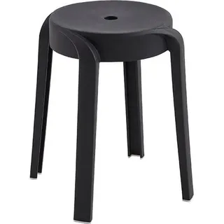 HOME DELUXE Hocker NIVO – Stapelbar, Schwarz (4er Set) | Platzsparende Sitzhocker für Küche, Wohnzimmer & Garten - Schwarz
