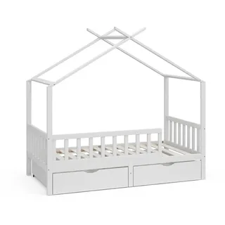 VitaliSpa Hausbett Franka Weiß 80x160 cm mit 2 Schubladen , Holzwerkstoff , Rechteckig , 80x160 cm , Babymöbel & Kindermöbel, Kinderzimmer & Jugendzimmer, Kinderbetten, Spielbetten