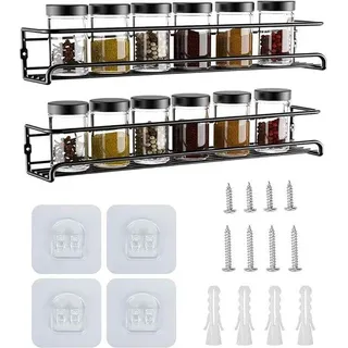 Unyqoos® Gewürzregal aus Edelstahl, korrosionsbeständig – 2er/4er Hänge-Organizer für Schrank, Tür oder Wand, 29×6×6 cm, schwarz