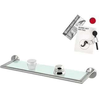 bremermann Bad-Serie Piazza - Glasablage inkl. Klebeset, aus Glas und Edelstahl,