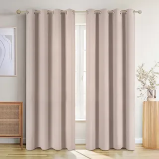 Blumtal Verdunklungsvorhänge Emelie 140/245 cm,2er-Set, mit Hitze- und Kälteschutz,Taupe - Kunststoff - Rechteckig - 140x245 cm - Oeko-Tex® Standard 100 - Heimtextilien, Vorhänge, Fertigvorhänge, Verdunkelungsvorhänge