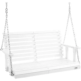 Vevor Hollywoodschaukel Zedernholz, 1240x710x600mm, Terrassenschaukel für Hof und Garten, verbesserte Tragkraft von ca. 400 kg, robuste Schaukelstuhlbank mit Aufhängeketten für den Außenbereich, Weiß