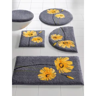 Badematte GRUND Gr. 3, grau (grau, gelb), rechteckig (60cm x 100cm ), 1 Stk., Badematten, Badematte