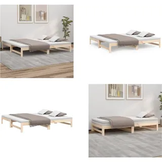 vidaXL Tagesbett Ausziehbar 2x(100x200) cm Massivholz Kiefer - Tagesbett - Tagesbetten - Schlafsofa - Gästebett - Braun