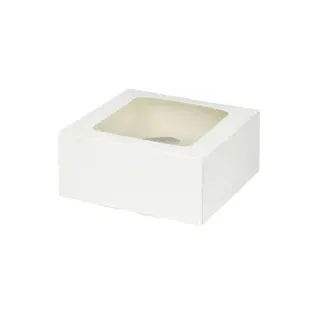 Greenbox Cupcake Boxen inkl. Einlage, PLA Sichtfenster, weiß, 4er, Schlichte Gebäckboxen mit Einlage für Backwaren, 1 Packung = 25 Stück