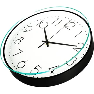 8 Zoll leise Wanduhr nicht ticken dekorative leicht zu lesen Runde Wanduhr für Haus Wohnzimmer (schwarzer Rahmen weiß Bootom schwarzes Wort)