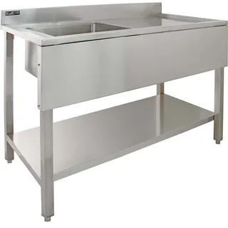 Edelstahl Spülbecken Gastrospüle 1 Becken links - Silber