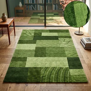 THEKO Domas 4028 Wollteppich 70 x 140 cm Grün
