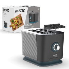 Imetec TostaMaxi Toaster, 2 extra große Schlitze und zu öffnende Zangen für extra dicken Toast, 10 Bräunungsstufen, Timer mit automatischer Abschaltung, Krümelschublade, 600 W.